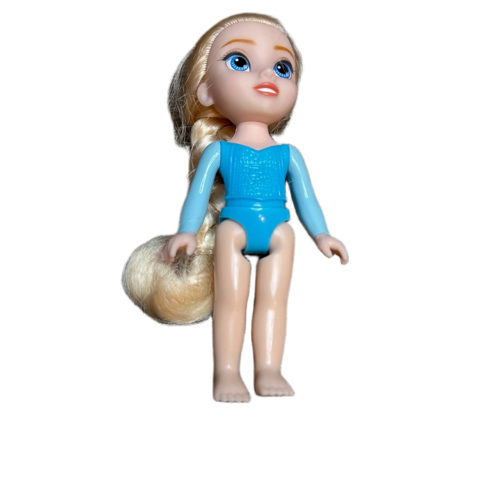 Disney Frozen Elsa 6 Inch Small Doll Blonde Braid Blue Molded Leotard Figure